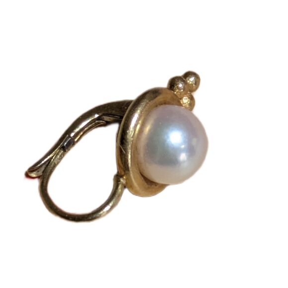 Rare Temple St. Clair 22k Gold Pearl Granulation Earrings Vintage 916 Estate - Picture 1 of 9